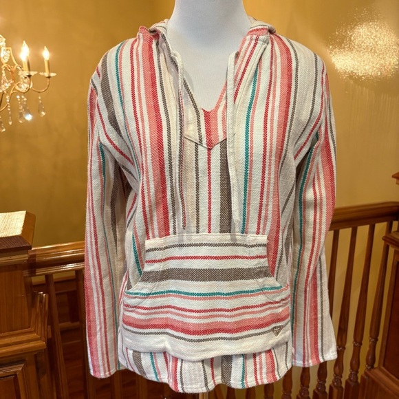 Roxy Baja Beach Poncho Striped Tequila Hoodie Wmn’s Sz M - Picture 1 of 7